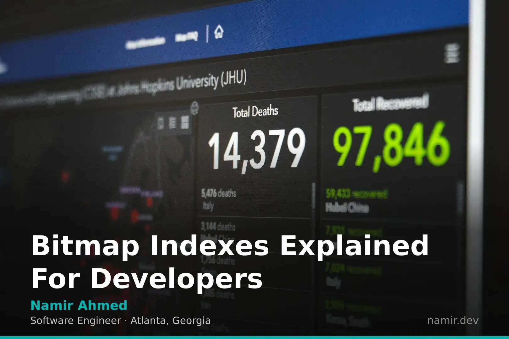 Bitmap index diagram for an article by Atlanta based Software Engineer, Namir Ahmed.