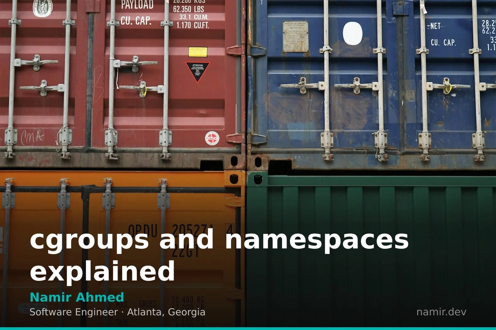 Linux cgroups and namespaces visualization for an article by Atlanta based Software Engineer, Namir Ahmed.