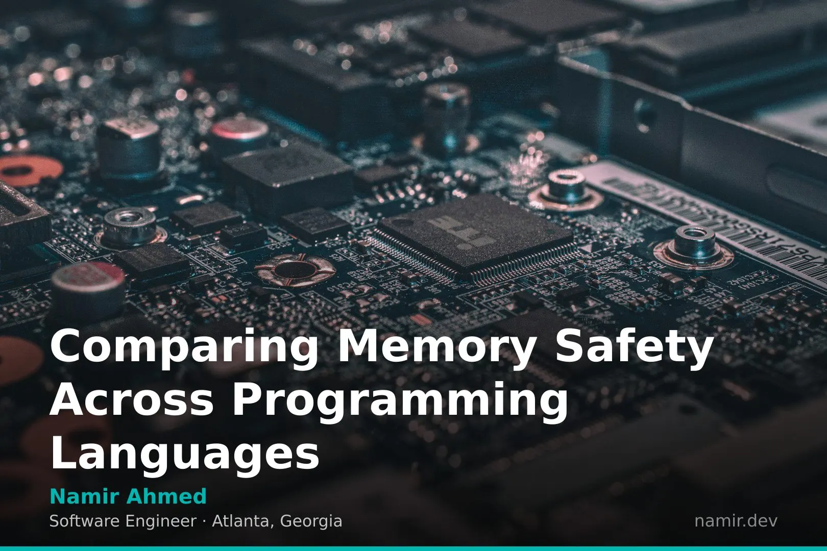 Computer motherboard memory slots for an article by Atlanta based Software Engineer, Namir Ahmed.