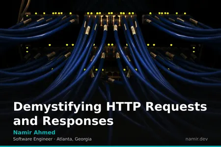 Network cables connecting a server rack for an article by Atlanta based Software Engineer, Namir Ahmed.