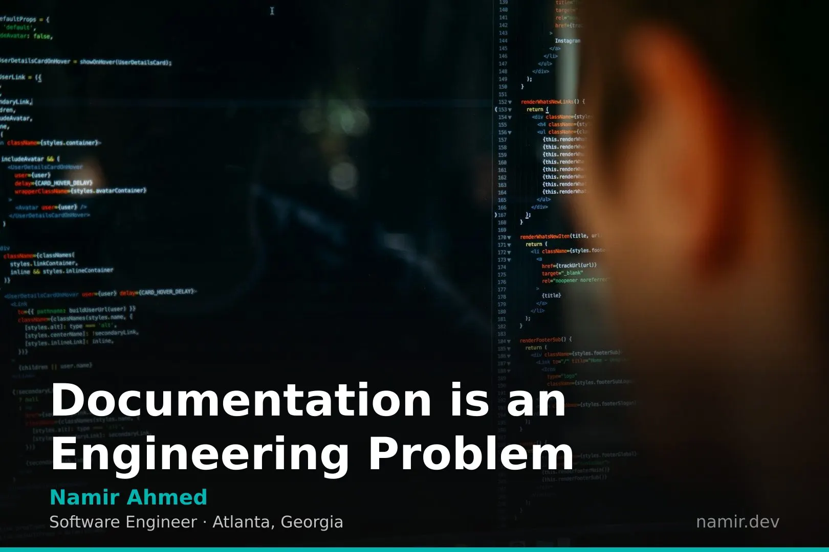 Code documentation concept for an article by Atlanta based Software Engineer, Namir Ahmed.