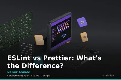 ESLint and Prettier logos side by side for an article by Atlanta based Software Engineer, Namir Ahmed.