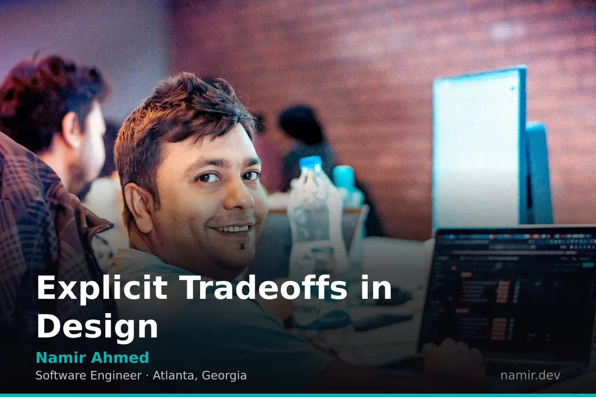 Diagram illustrating technical decision making for an article by Atlanta based Software Engineer, Namir Ahmed.