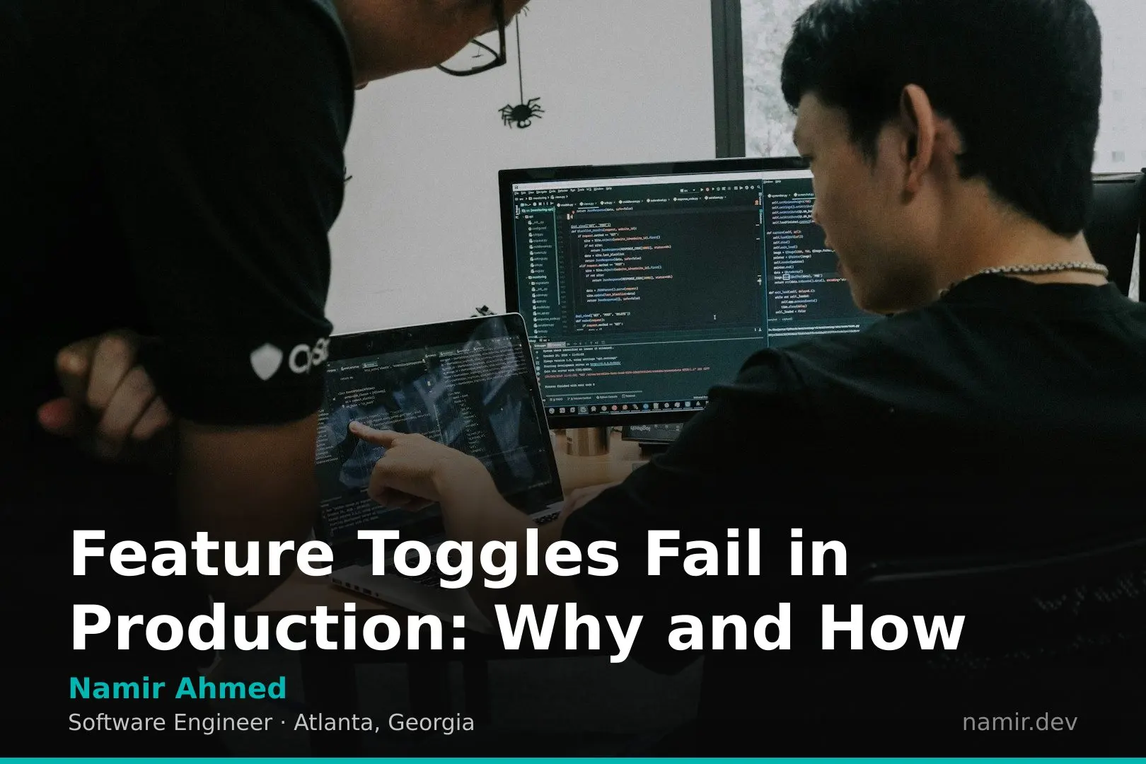 Server room lights for an article by Atlanta based Software Engineer, Namir Ahmed.
