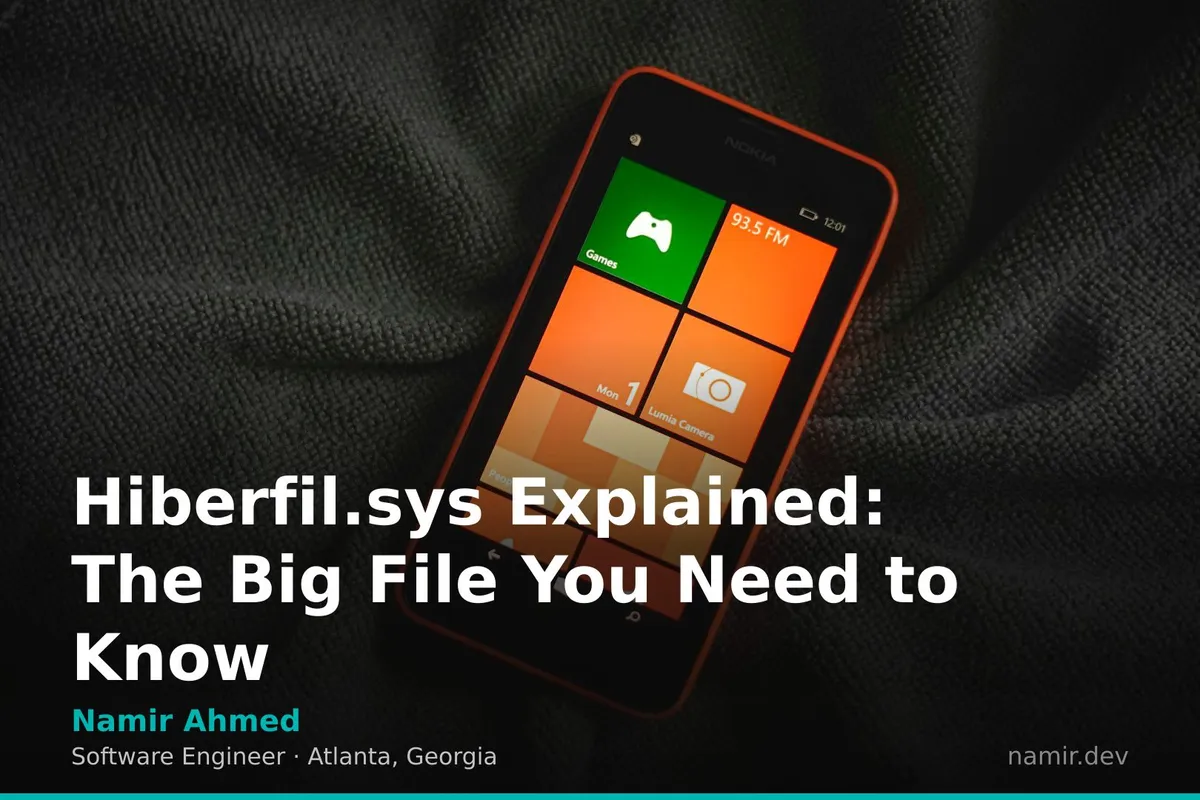 Hiberfil.sys file icon for an article by Atlanta based Software Engineer, Namir Ahmed.