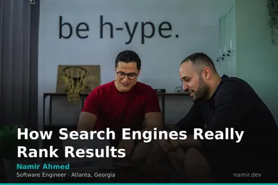 Abstract network connections representing a search engine ranking algorithm for an article by Atlanta based Software Engineer, Namir Ahmed.