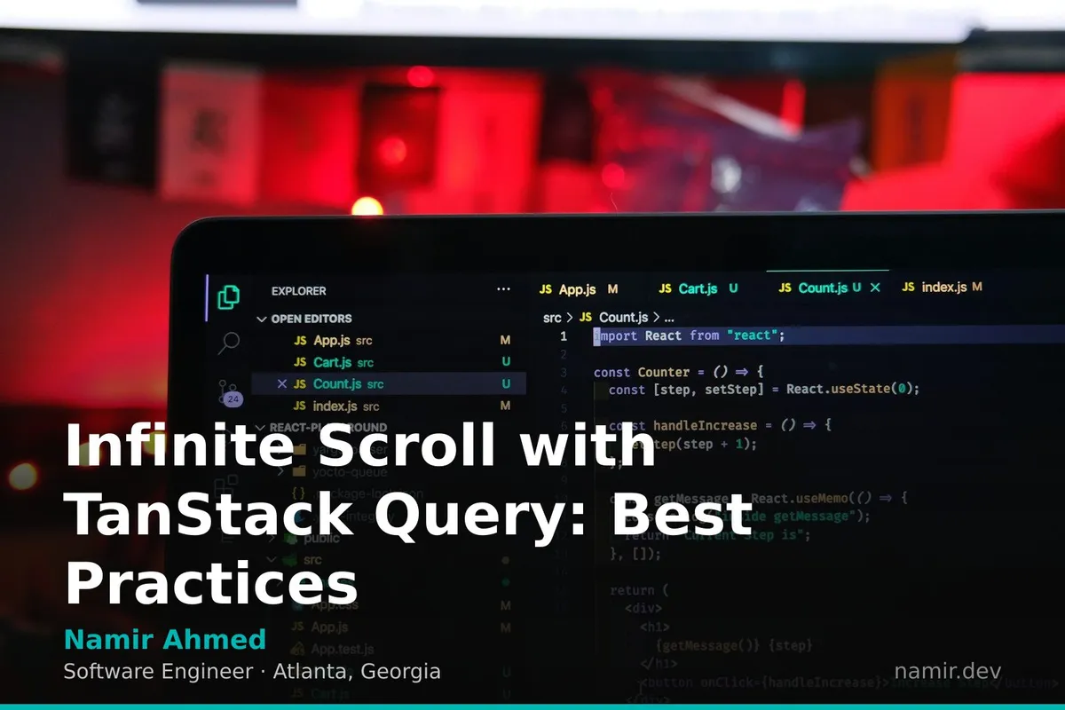 Infinite scroll interface concept for an article by Atlanta based Software Engineer, Namir Ahmed.