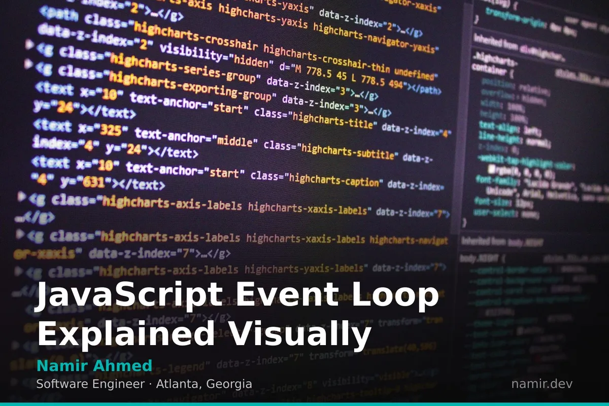 JavaScript Event Loop Call Stack and Callback Queue diagram by Atlanta based Software Engineer, Namir Ahmed.