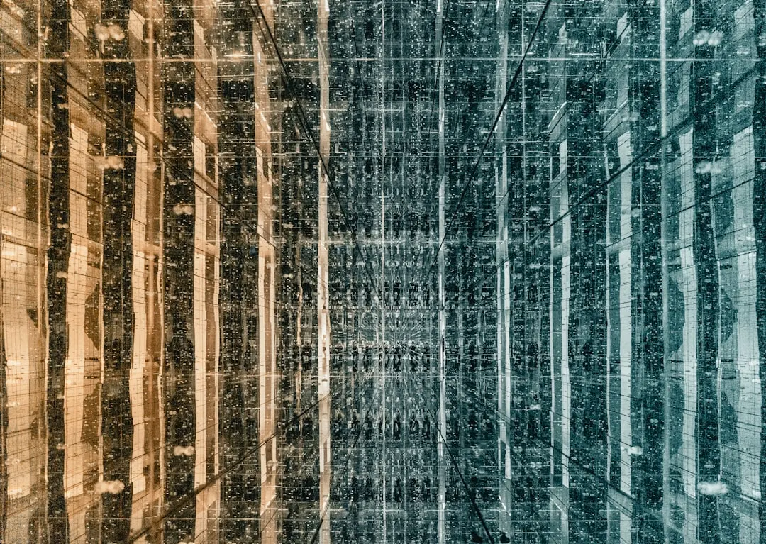 Abstract illustration of server racks and network cables for an article by Atlanta based Software Engineer, Namir Ahmed.