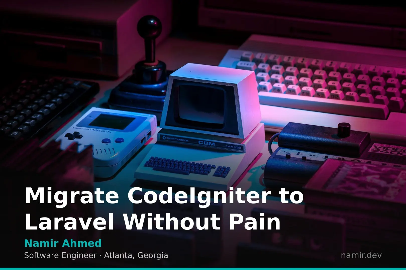 Retro circuit board for an article by Atlanta based Software Engineer, Namir Ahmed.