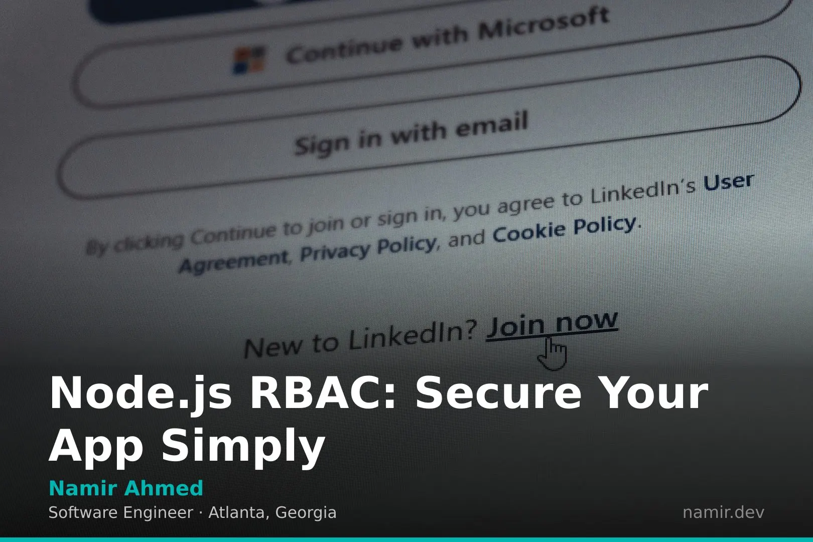 Node.js RBAC implementation diagram for an article by Atlanta based Software Engineer, Namir Ahmed.
