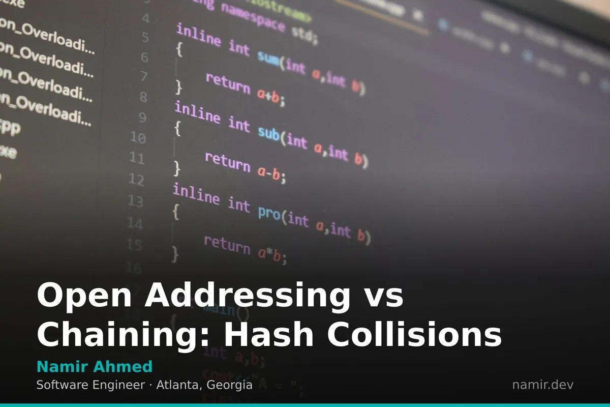 Hash table data structure visualization for an article by Atlanta based Software Engineer, Namir Ahmed.