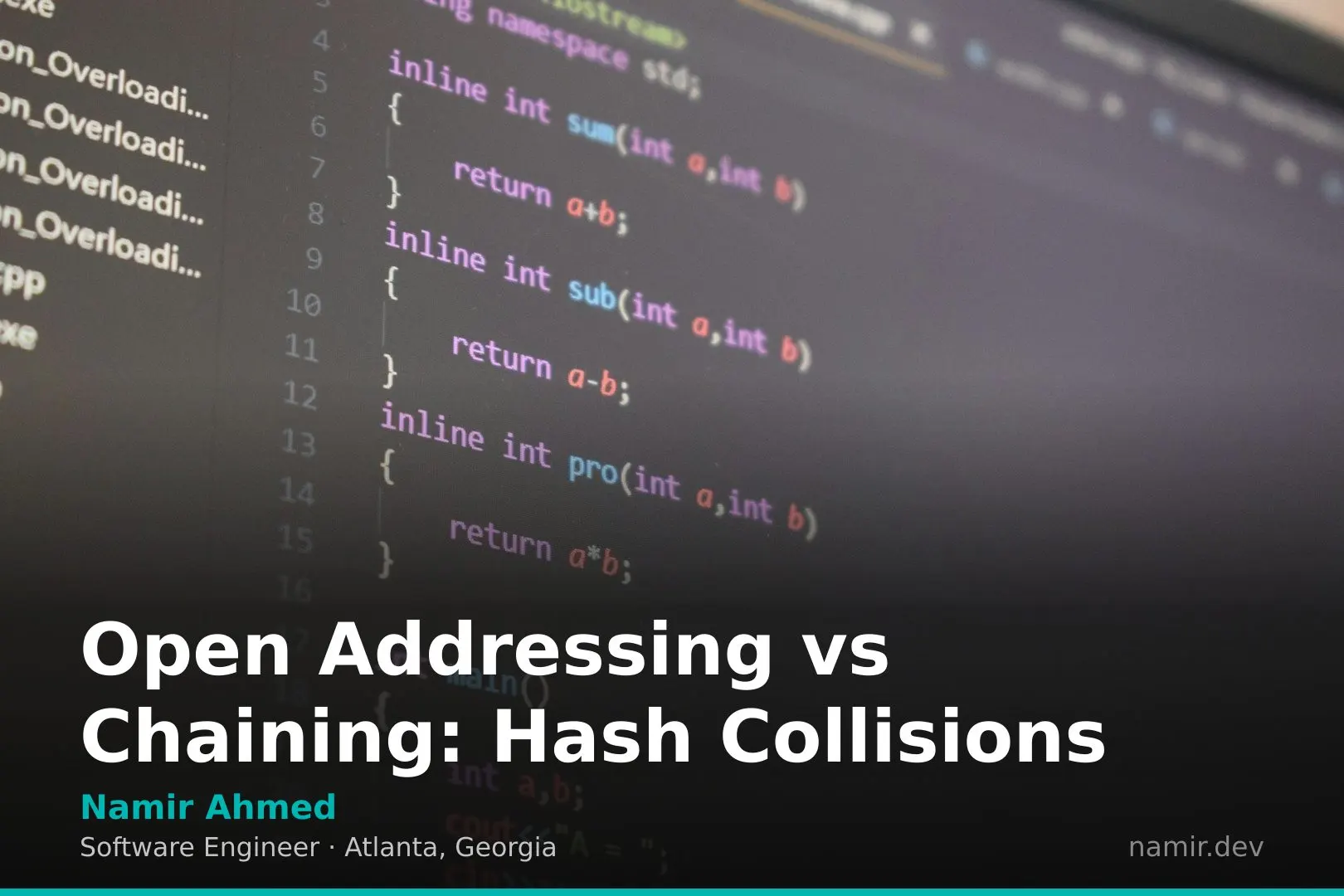 Hash table data structure visualization for an article by Atlanta based Software Engineer, Namir Ahmed.