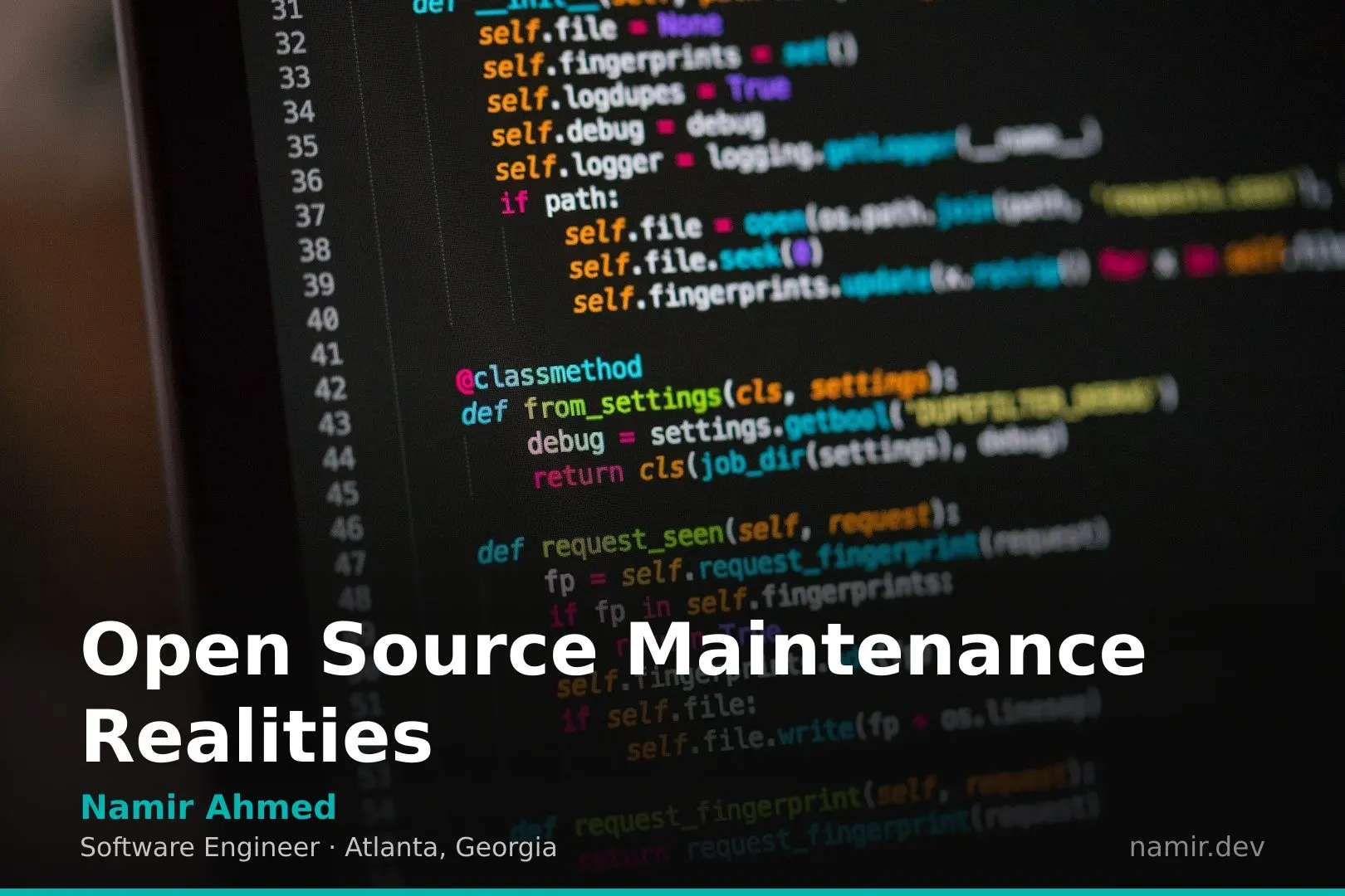 Open source code on a monitor for an article by Atlanta based Software Engineer, Namir Ahmed.