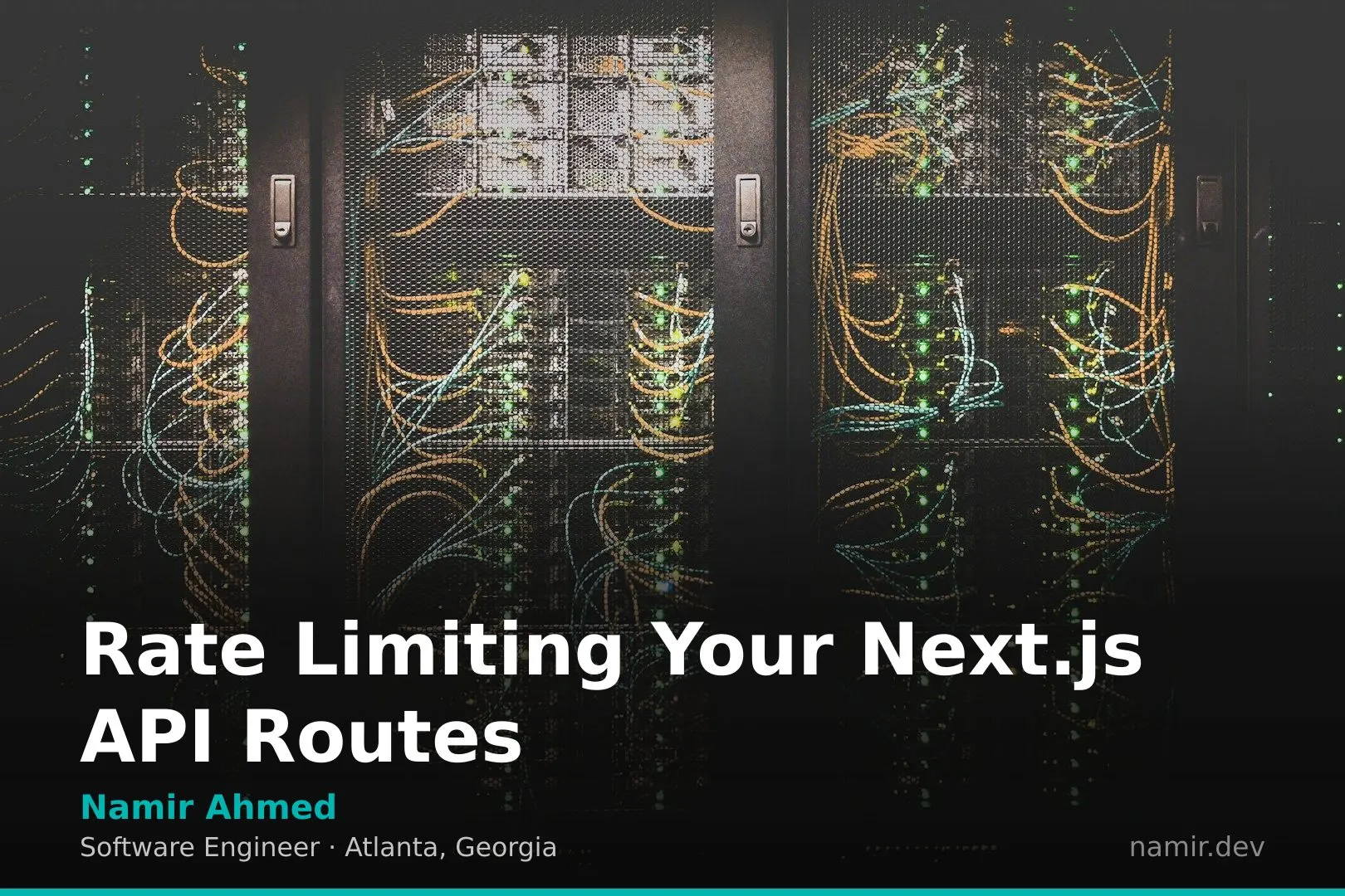 Abstract server rack visualization for an article by Atlanta based Software Engineer, Namir Ahmed.