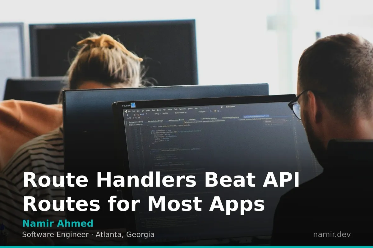 Next.js logo with code snippets for an article by Atlanta based Software Engineer, Namir Ahmed.
