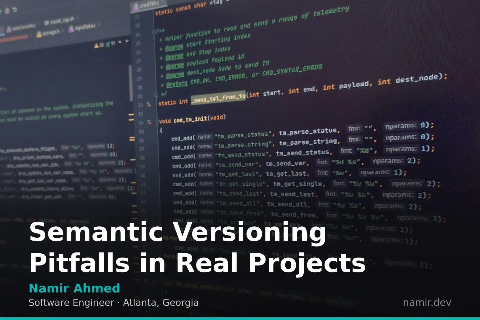 Git versioning graph for an article by Atlanta based Software Engineer, Namir Ahmed.