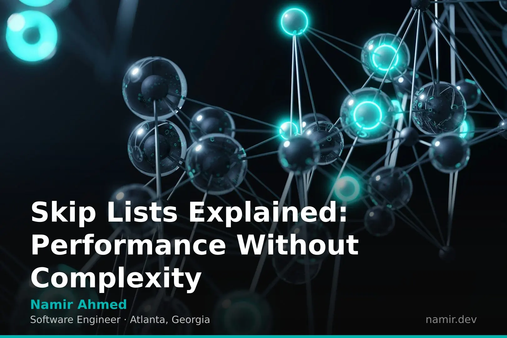 Abstract network nodes for an article by Atlanta based Software Engineer, Namir Ahmed.