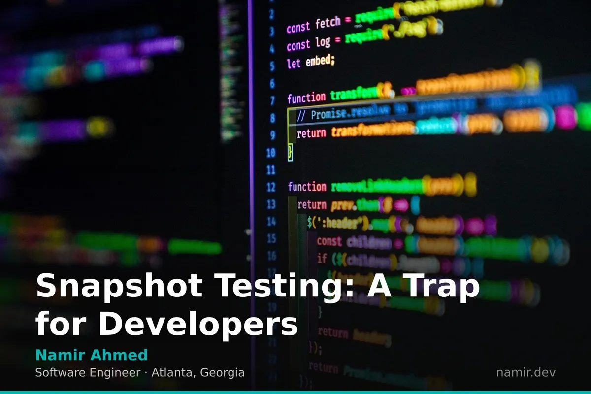 Codebase diagram with a warning sign for an article by Atlanta based Software Engineer, Namir Ahmed.