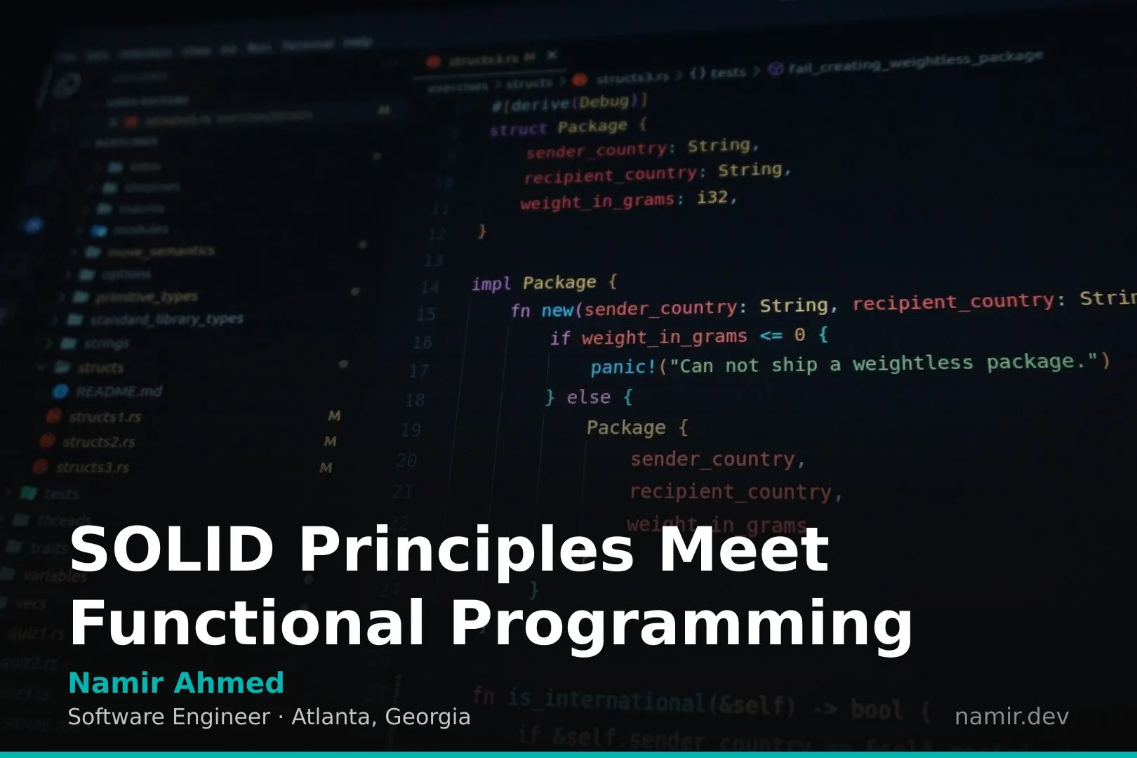 SOLID Principles conceptual diagram for an article by Atlanta based Software Engineer, Namir Ahmed.