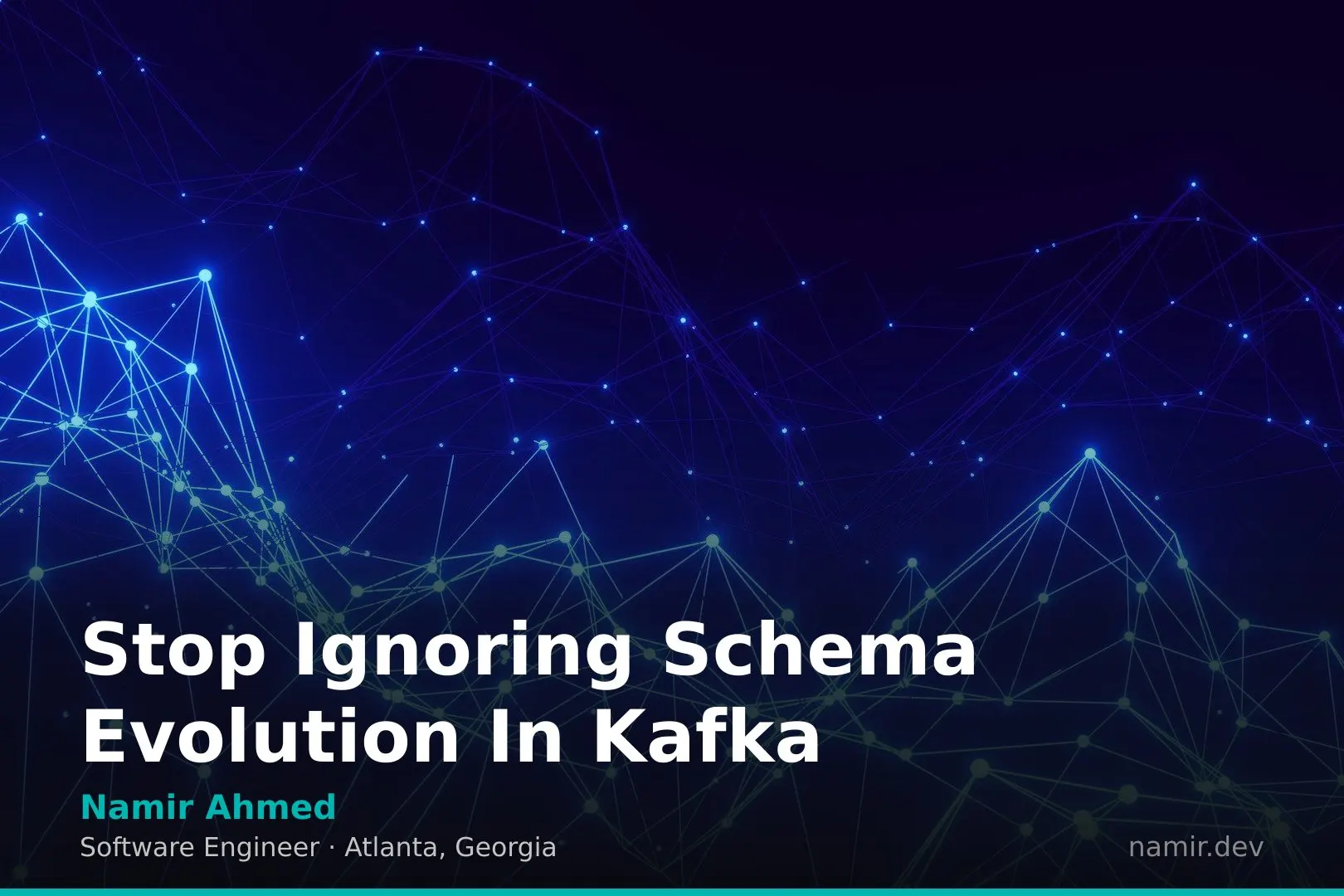 Abstract data network visualization for an article by Atlanta based Software Engineer, Namir Ahmed.