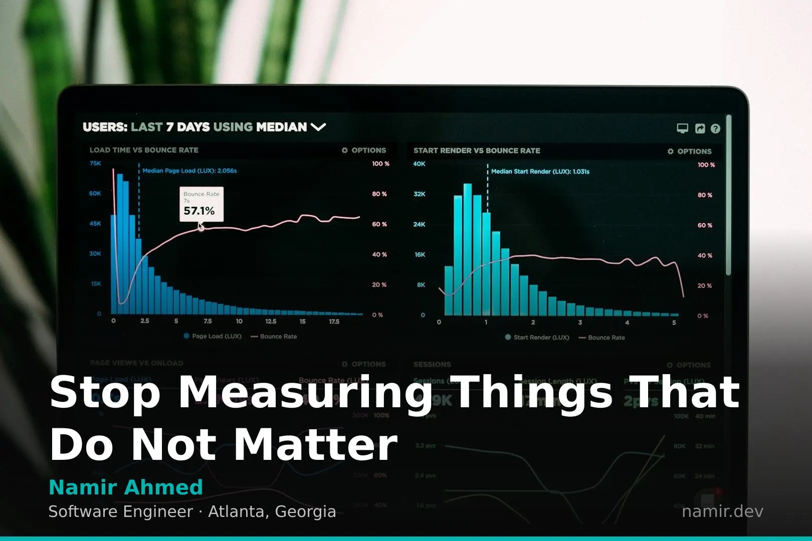 A complex data dashboard for an article by Atlanta based Software Engineer, Namir Ahmed.