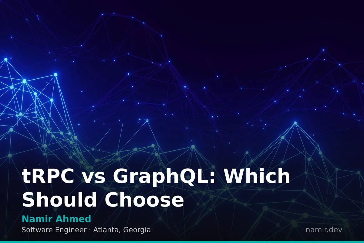 Abstract network connection visualization for an article by Atlanta based Software Engineer, Namir Ahmed.