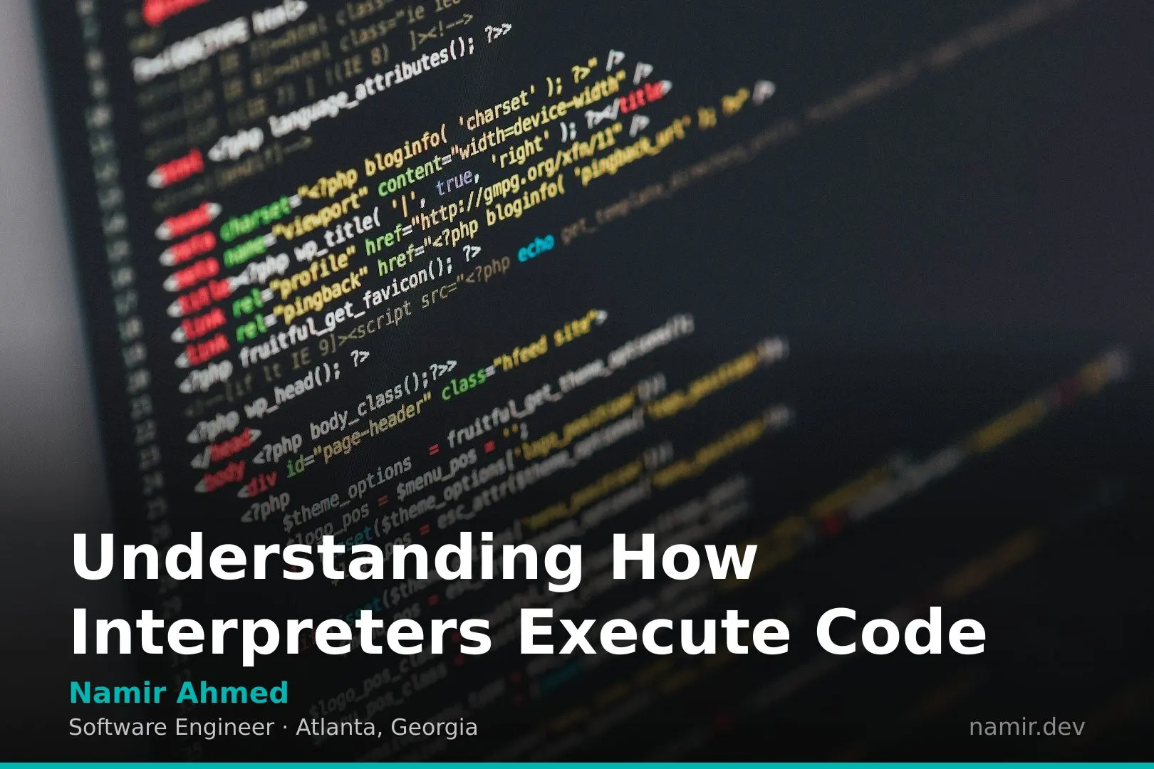 Code on a screen for an article by Atlanta based Software Engineer, Namir Ahmed.