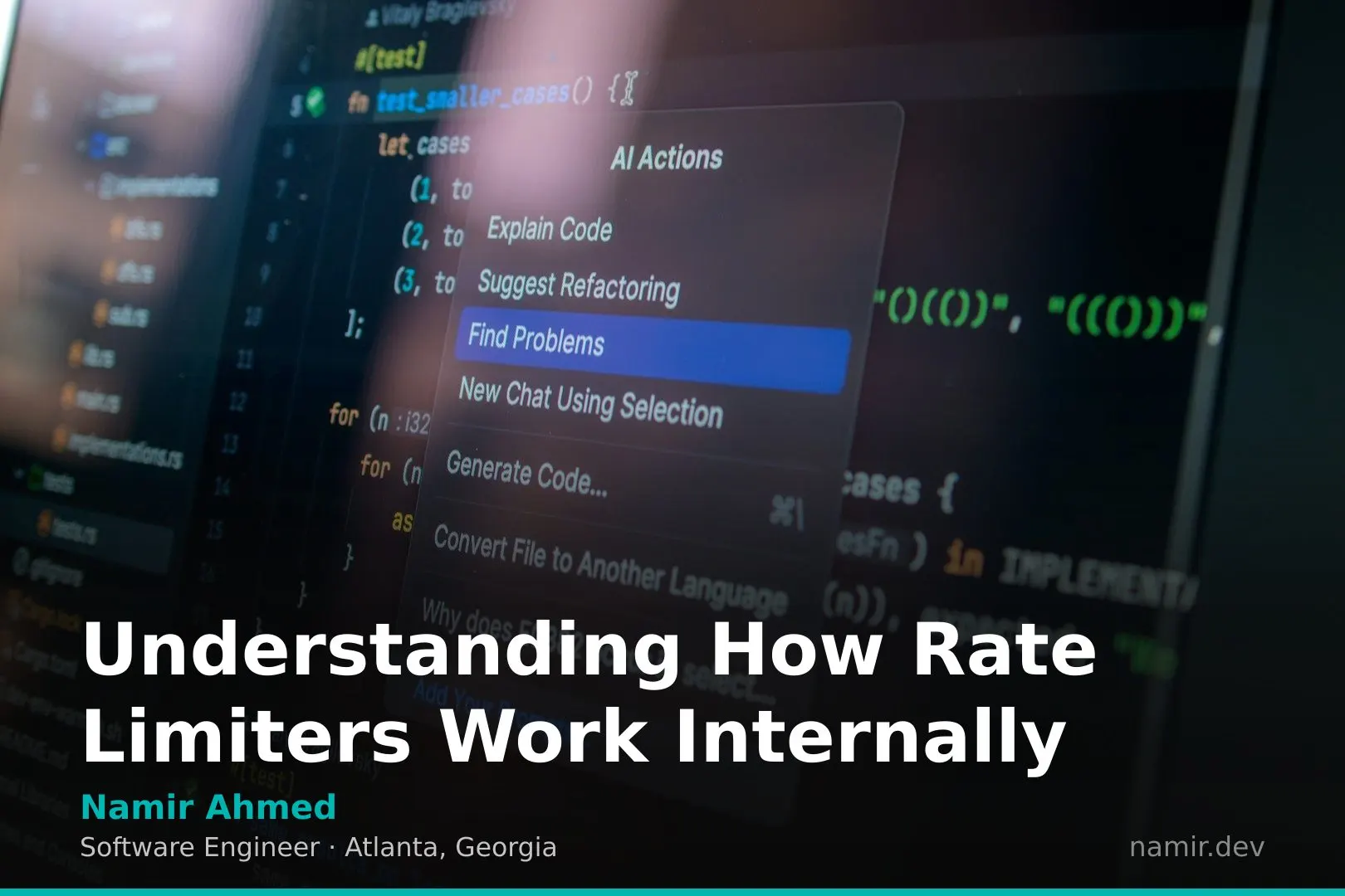 Data flow diagram for rate limiting, for an article by Atlanta based Software Engineer, Namir Ahmed.