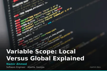 Code snippet on a monitor for an article by Atlanta based Software Engineer, Namir Ahmed.