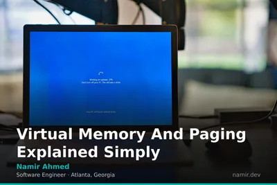 Virtual memory and paging diagram for an article by Atlanta based Software Engineer, Namir Ahmed.