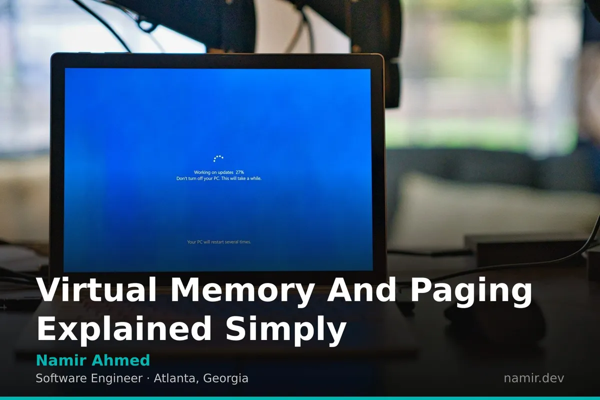 Virtual memory and paging diagram for an article by Atlanta based Software Engineer, Namir Ahmed.
