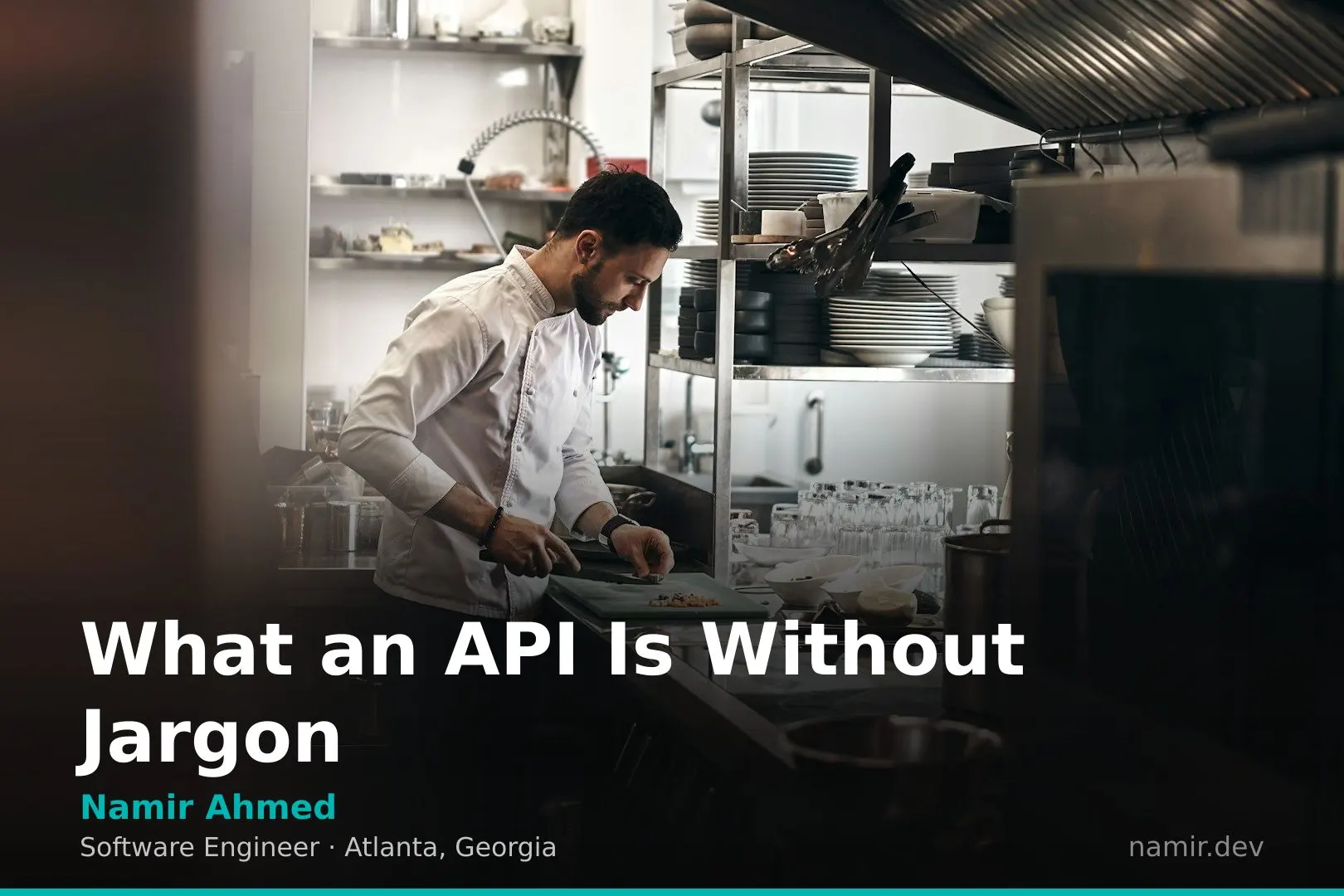 A waiter taking an order in a busy restaurant for an article by Atlanta based Software Engineer, Namir Ahmed.