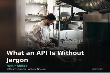 A waiter taking an order in a busy restaurant for an article by Atlanta based Software Engineer, Namir Ahmed.