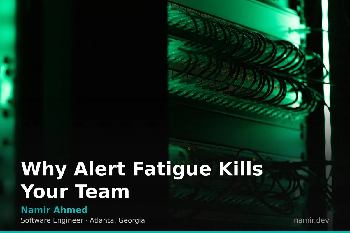 Rows of glowing server monitoring screens for an article by Atlanta based Software Engineer, Namir Ahmed.