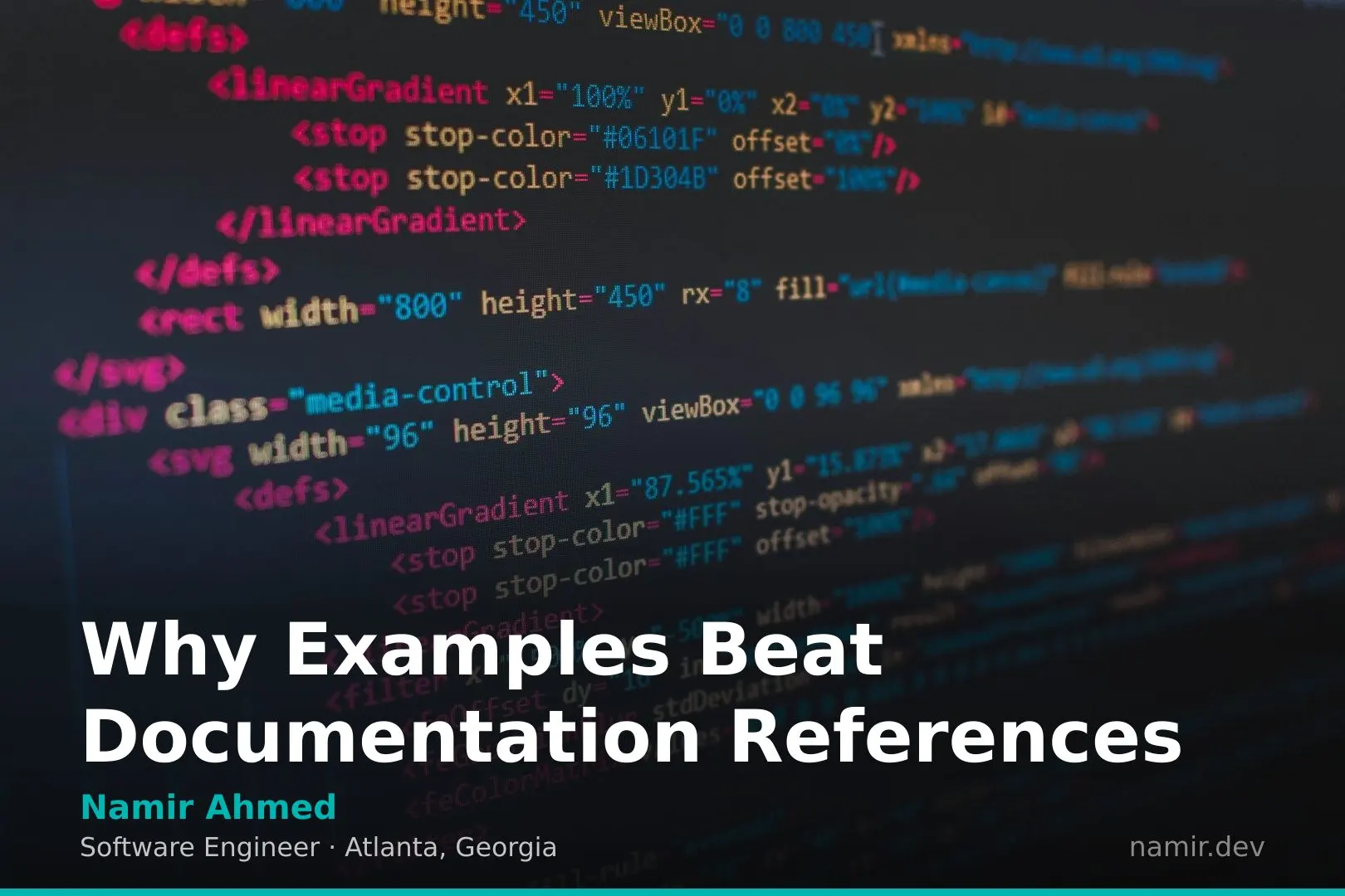 Code editor showing functions for an article by Atlanta based Software Engineer, Namir Ahmed.