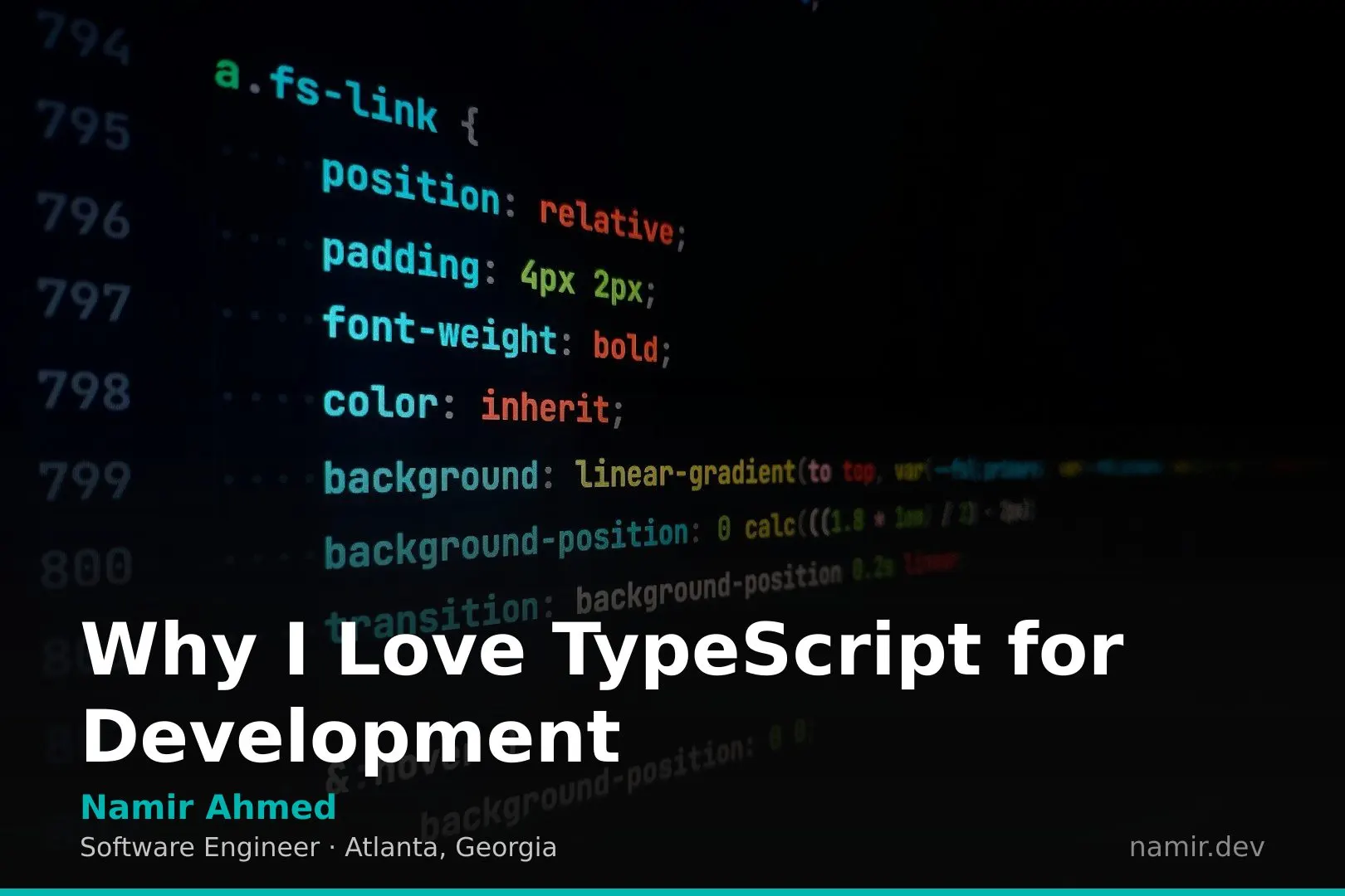 Developer typing on keyboard for an article by Atlanta based Software Engineer, Namir Ahmed.