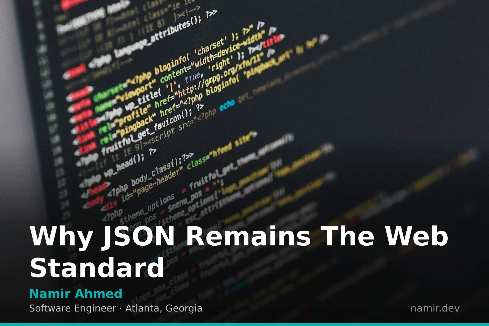 Rows of structured code for an article by Atlanta based Software Engineer, Namir Ahmed.