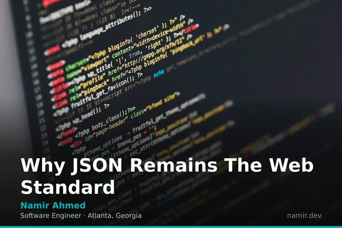 Rows of structured code for an article by Atlanta based Software Engineer, Namir Ahmed.