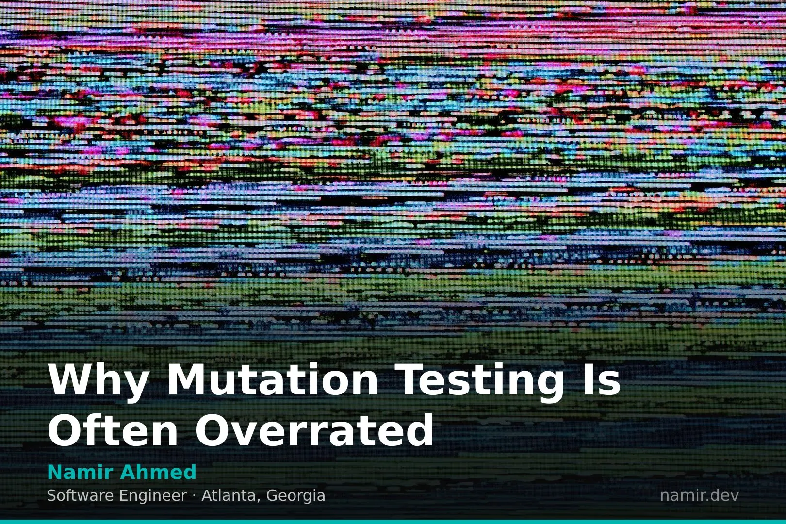 A digital glitch visual for an article by Atlanta based Software Engineer, Namir Ahmed.