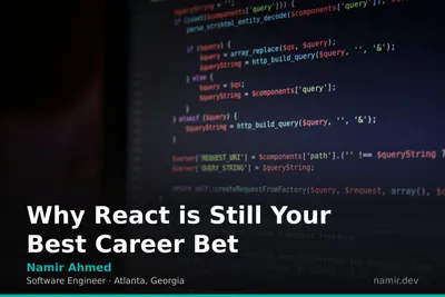 React logo component diagram for an article by Atlanta based Software Engineer, Namir Ahmed.