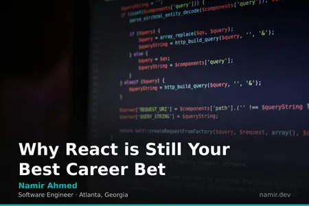 React logo component diagram for an article by Atlanta based Software Engineer, Namir Ahmed.