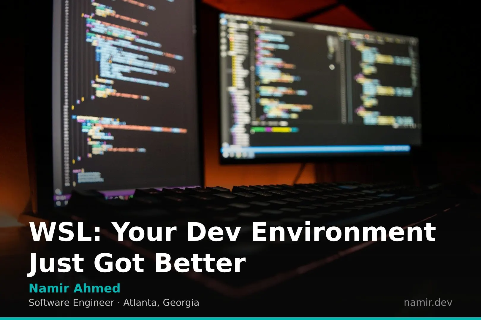 Developer using a terminal in WSL for an article by Atlanta based Software Engineer, Namir Ahmed.